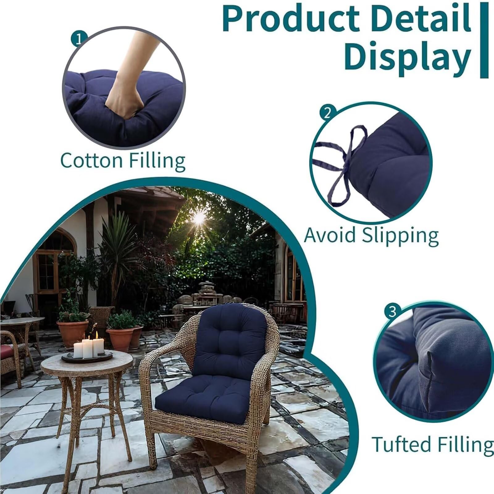 TESICA cushion on a chair for size comparison and proper 18x18 fit