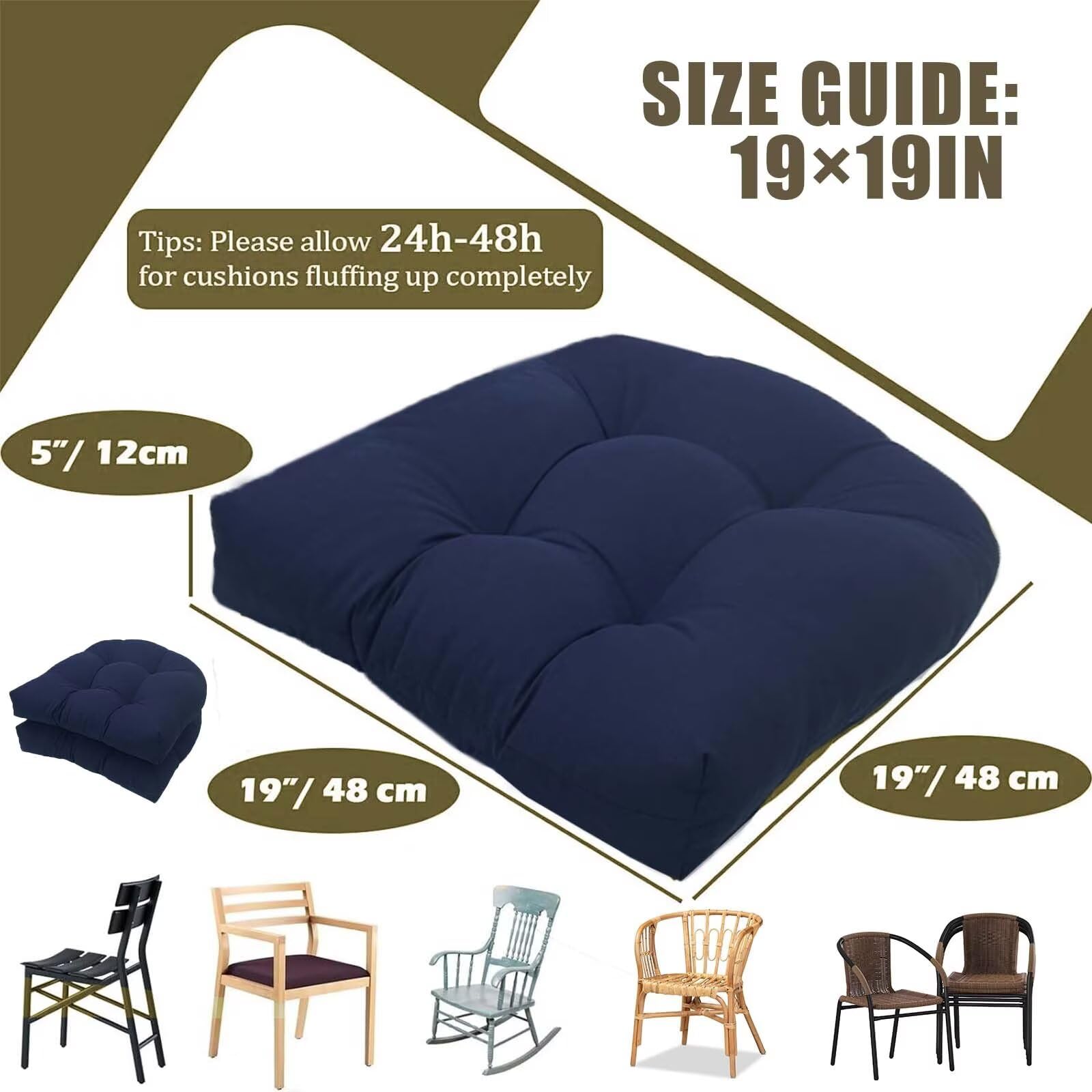 TESICA cushion next to a ruler showing 19x19 inch size for fit verification