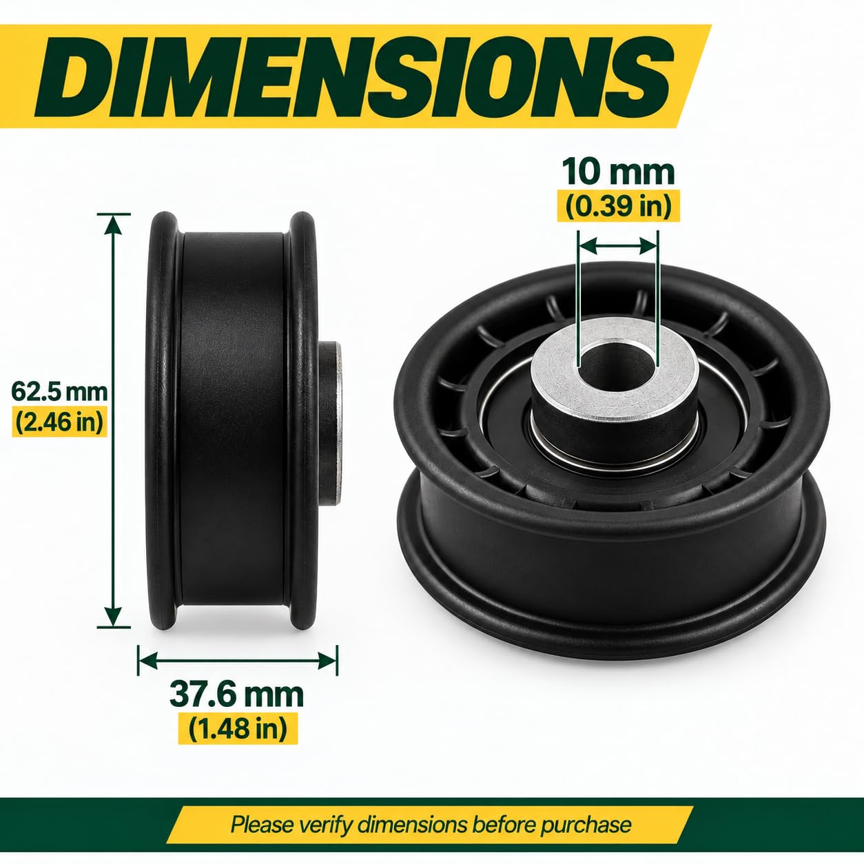 Texxparts 604491 close-up of bearing area, reduces noise and extends belt life