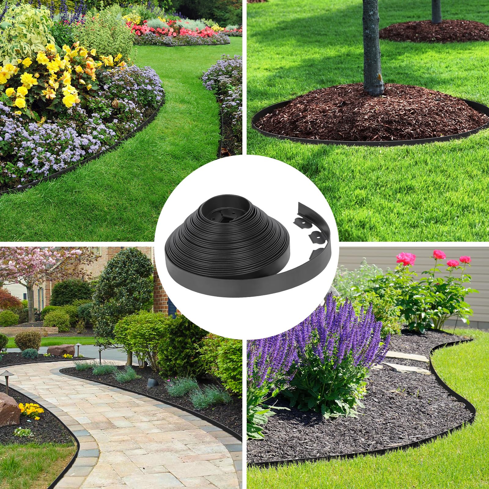 Lifestyle scene of Thanger edging along paver path enhancing yard appearance benefit