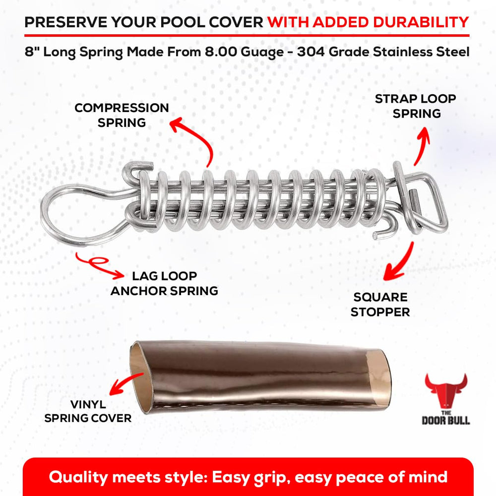 The Door Bull stopper D-ring close-up securing 1-inch straps