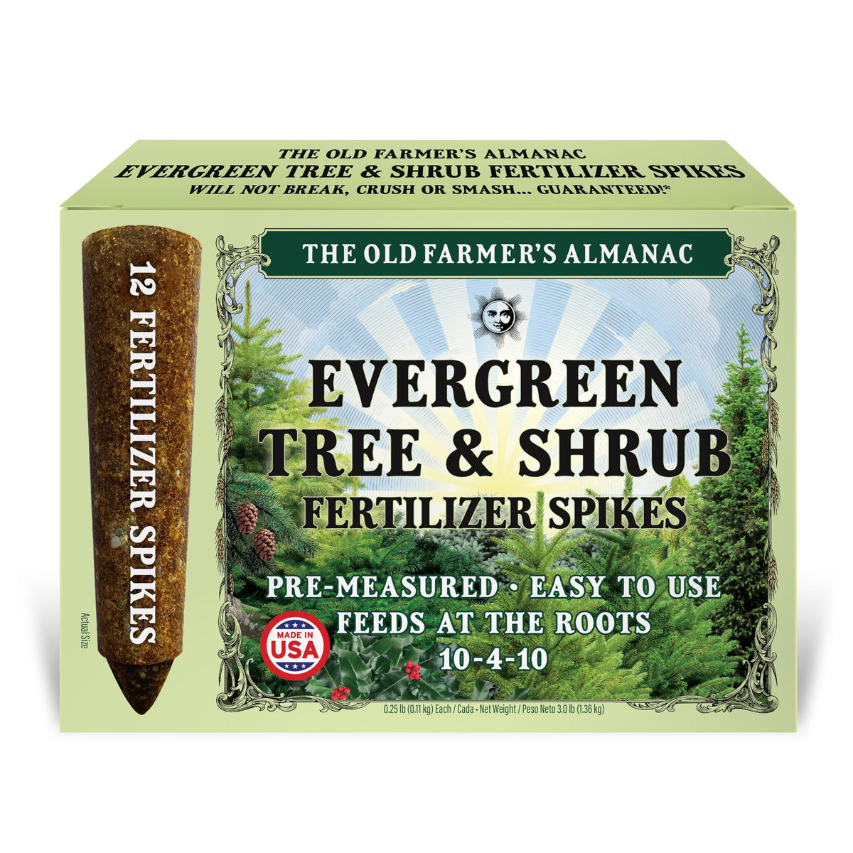 The Old Farmer's Almanac front packaging showing 12 TruSpikes and product branding benefit