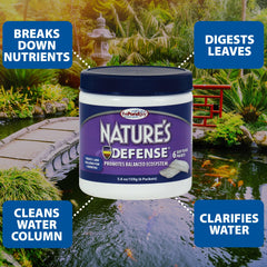 The Pond Guy packet dissolving in pond water demonstrating simple application
