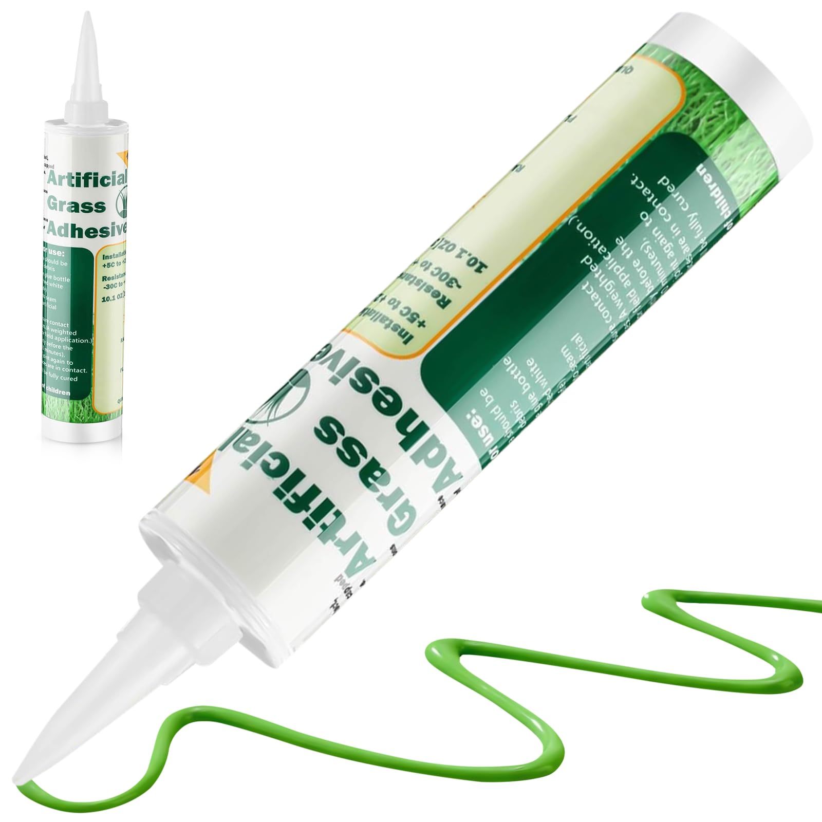 Threlaco front view of 10 oz adhesive tube showing label and cap, easy identification benefit