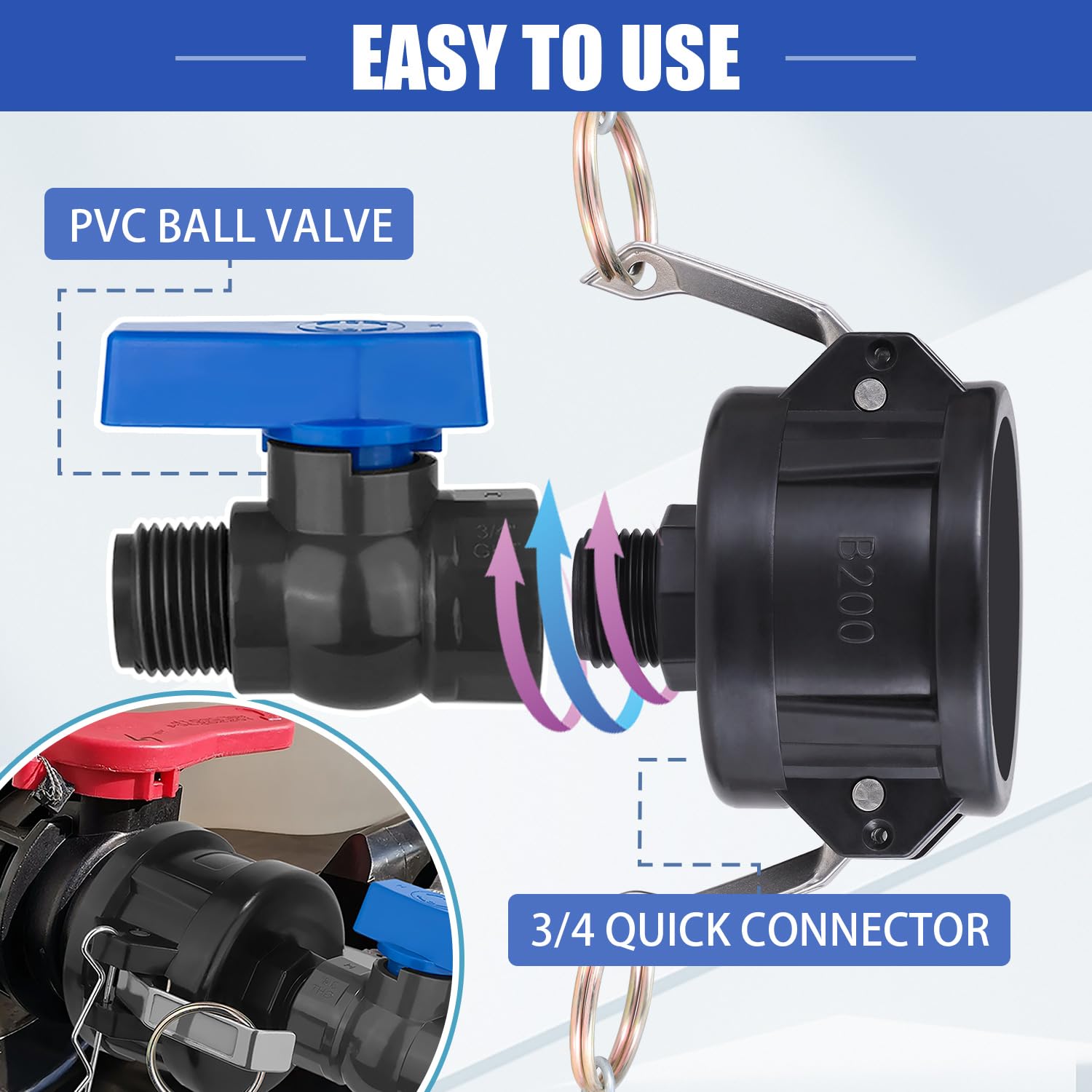 TianTianUp heavy-duty plastic ball valve detail for reliable flow control