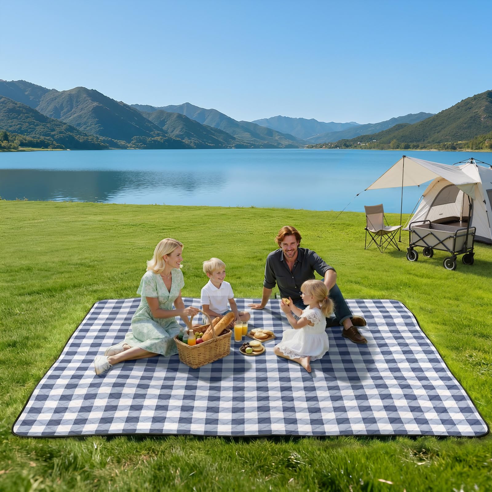 TigeJoy folded blanket with strap ready to carry for easy transport