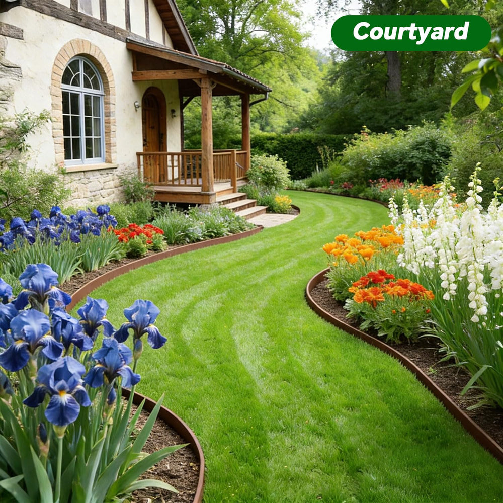 Tikitup edging bordering stone pathway improving path definition