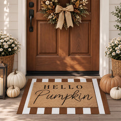 Tinideya close-up of Hello Pumpkin topper showcasing festive print