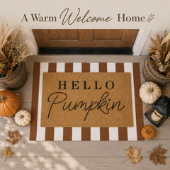 Tinideya close-up of brown and white stripe base rug with durable texture