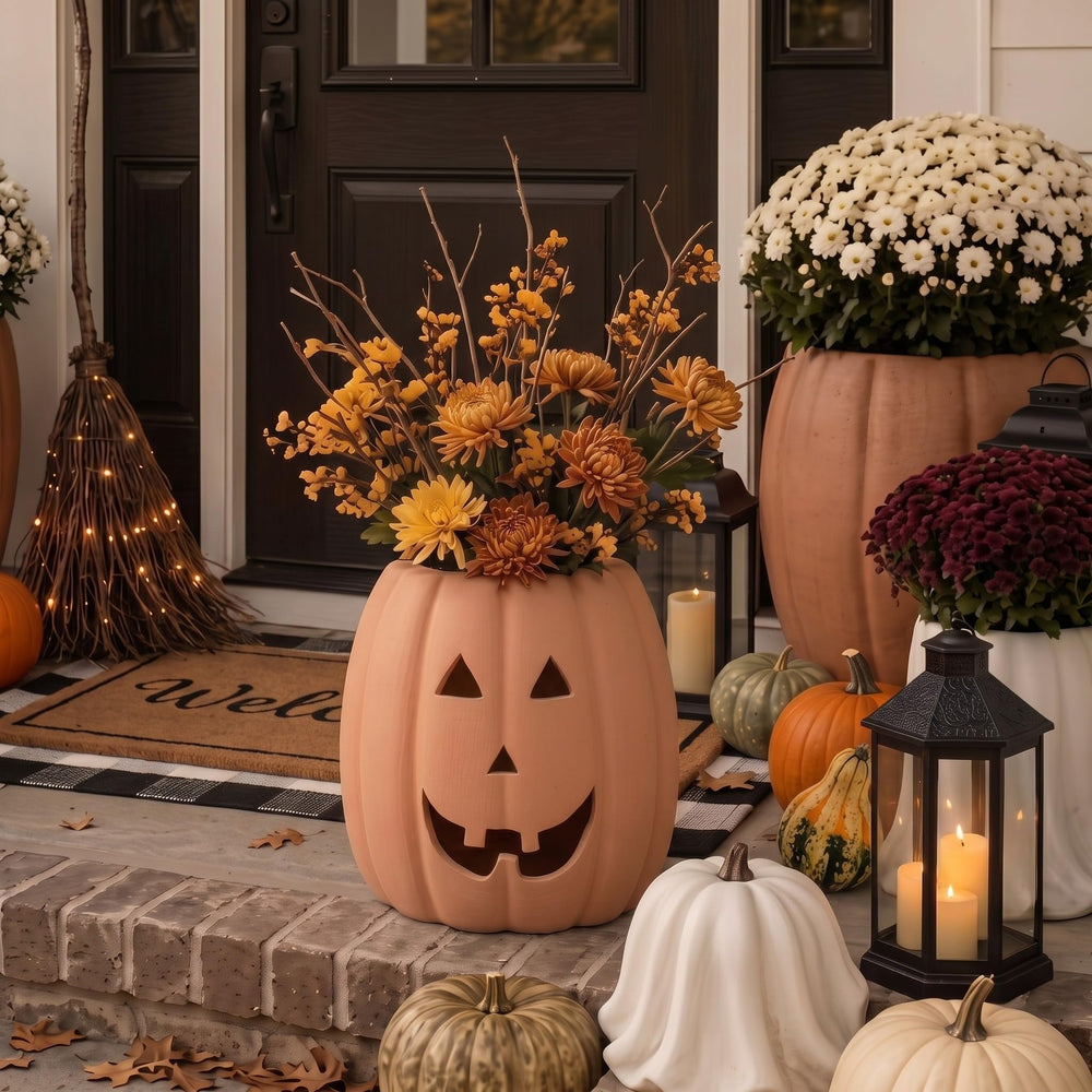 Tioncy gift-wrapped pumpkin planter styled as thoughtful fall present