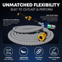 TITAN hose flexed in hand showing ultra-lightweight design for effortless maneuvering