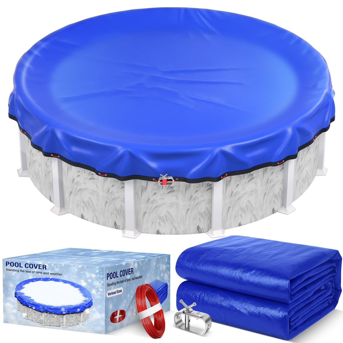 TIXANF front view of 18FT pool cover shows full protection