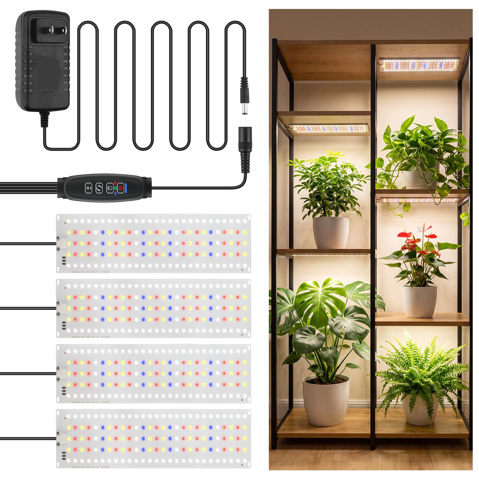 Tmsluody front packaging showing four slim LED panels and included accessories for easy installation
