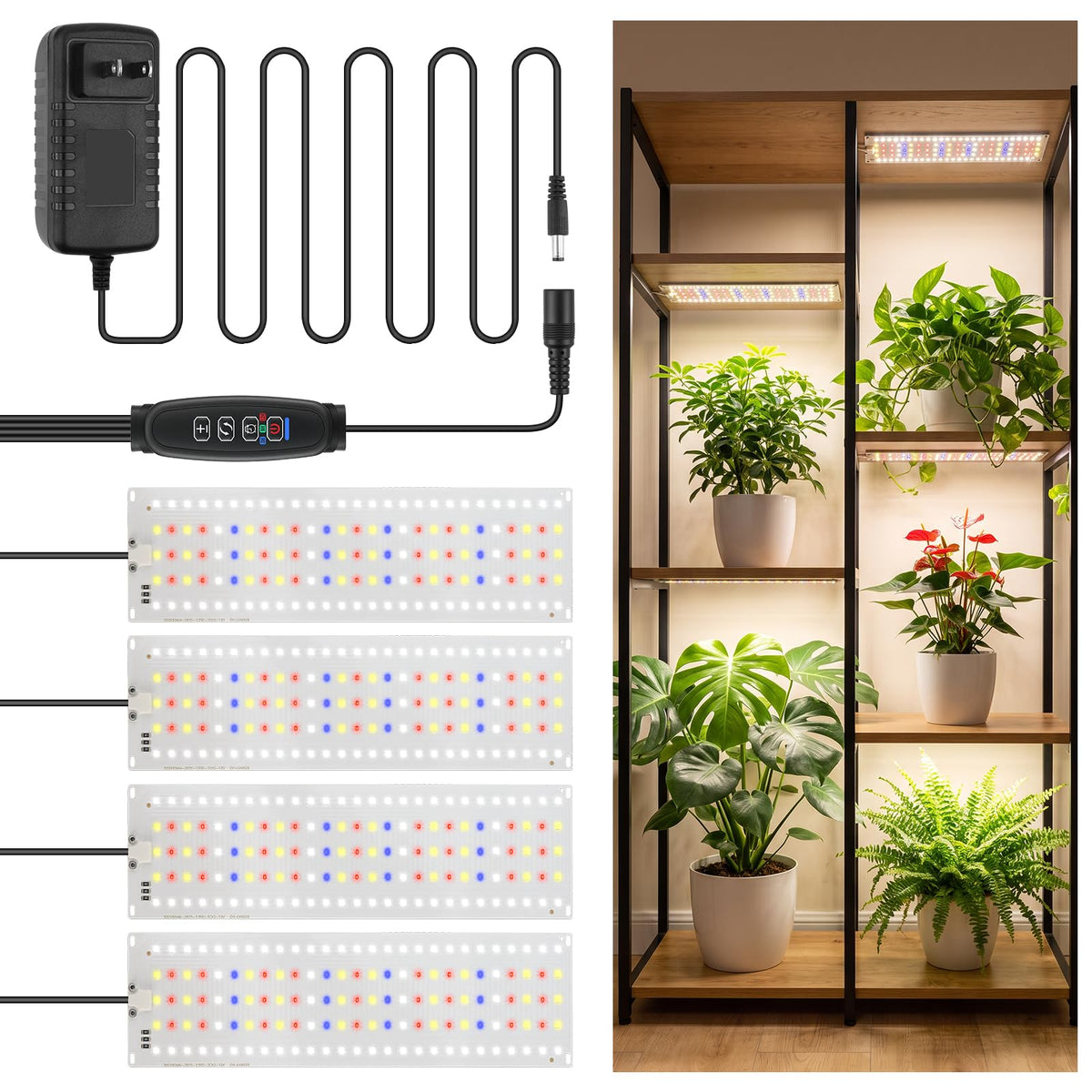 Tmsluody front packaging showing four slim LED panels and included accessories for easy installation