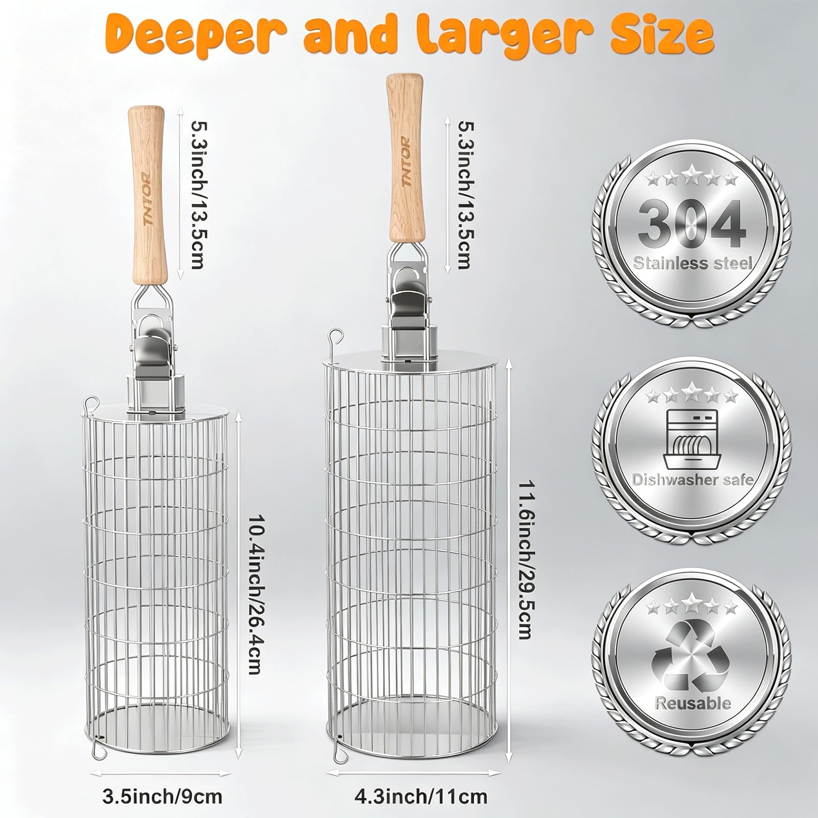 TNTOR close-up of 1mm reinforced stainless mesh for durable grilling