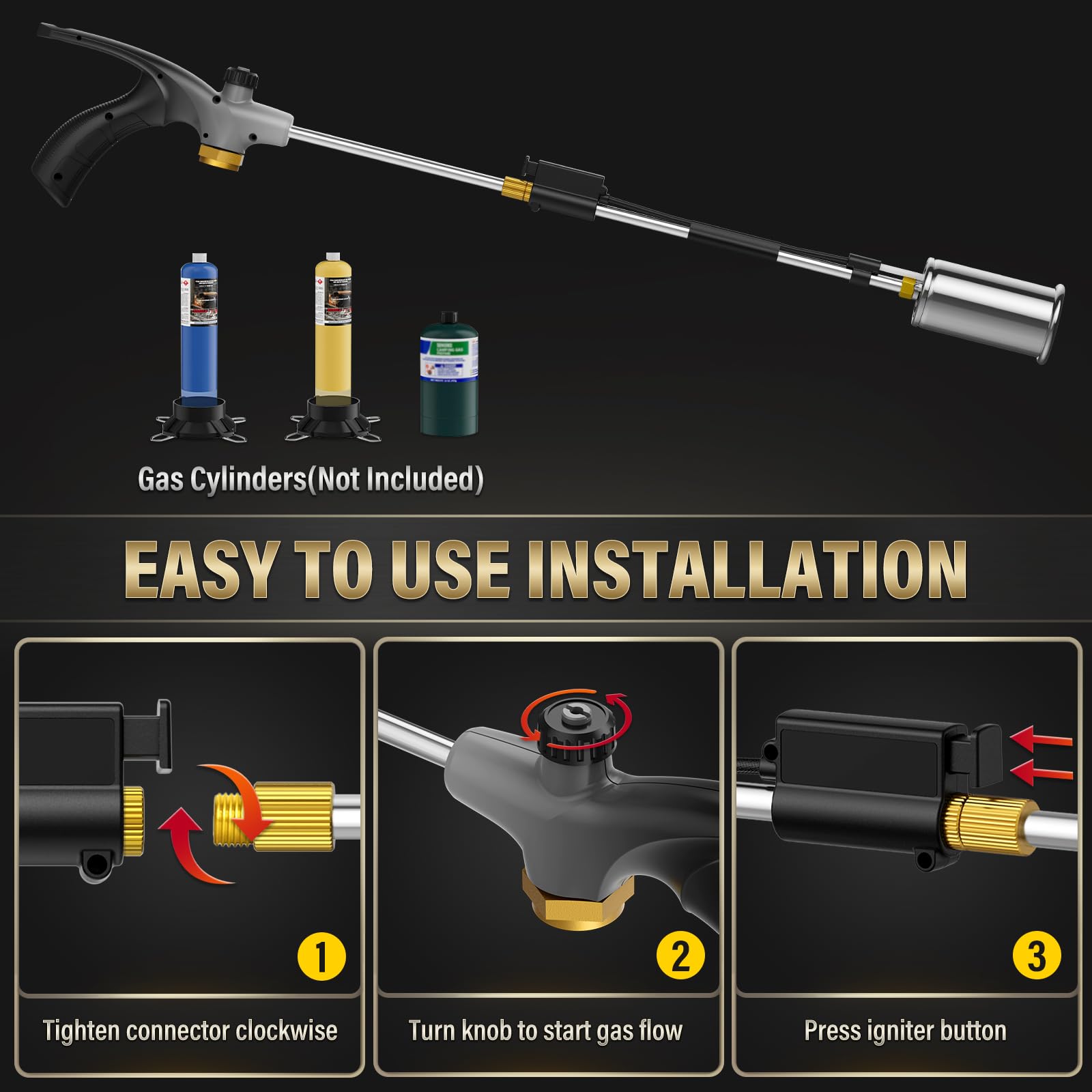 TONYFUL torch in use over driveway weeds demonstrating fast, chemical-free removal