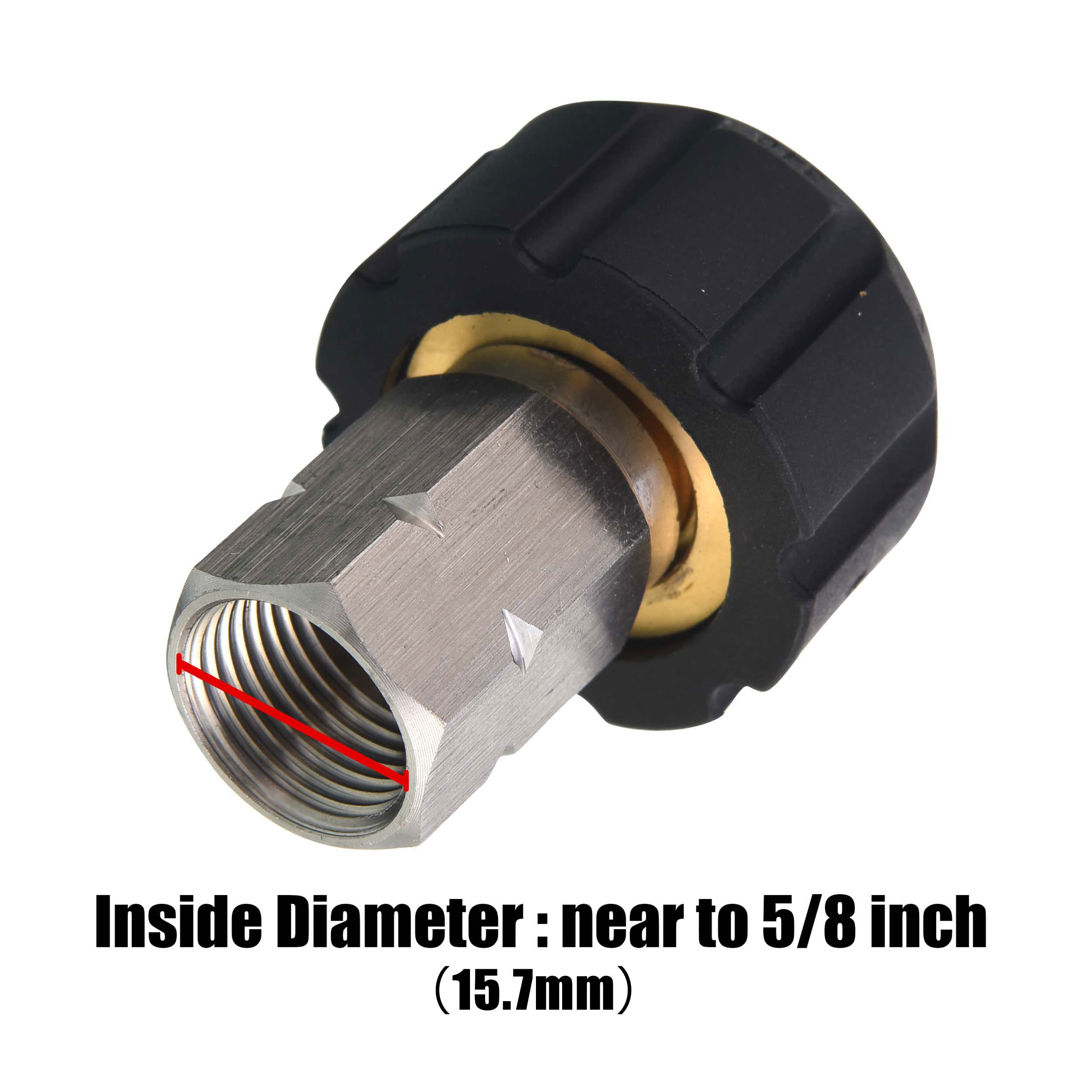 Tool Daily adapter mounted on pressure washer pump demonstrating secure inlet connection benefit