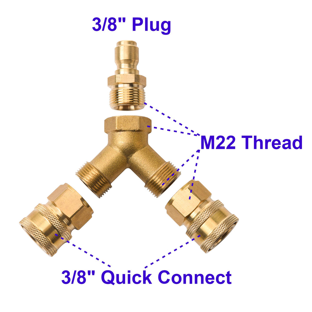 Tool Daily splitter next to standard hose for scale demonstrating compact size and easy setup