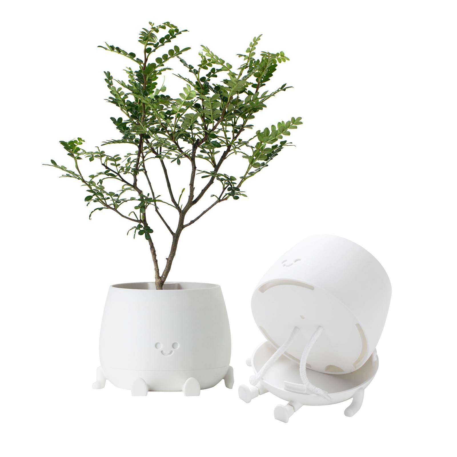 TOPOLA planter front view showing smiling face and cheerful decor benefit