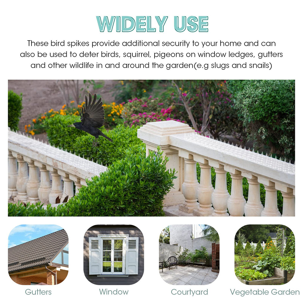 Touri spikes fitted along a masonry roofline providing weather-resistant protection benefit
