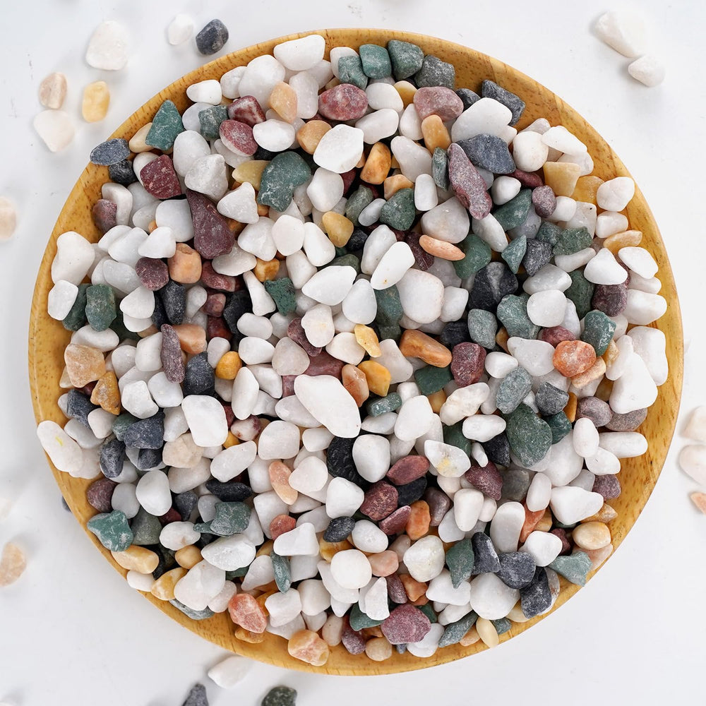 TOYPOPOR bag of mixed pastel pebbles showing packaging and contents benefit: ready-to-use decor