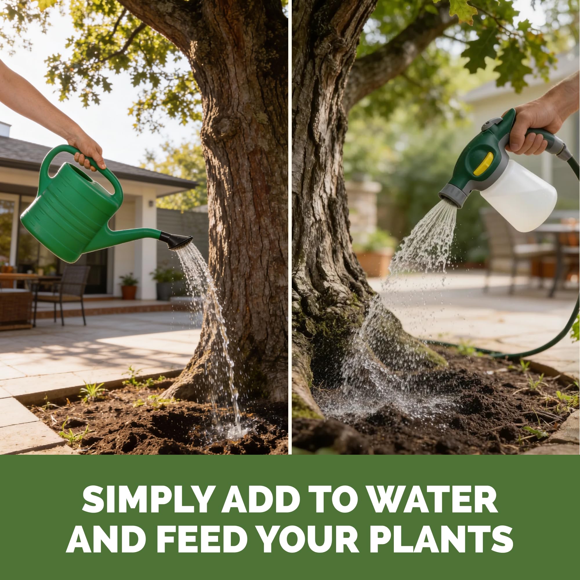 Hands applying TPS NUTRIENTS as a root-zone drench supporting deeper root development