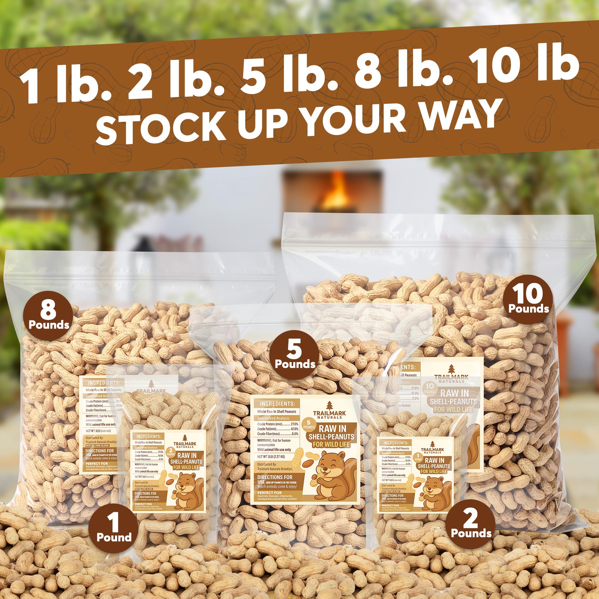 Trailmark Naturals close-up of peanut shells highlights natural texture