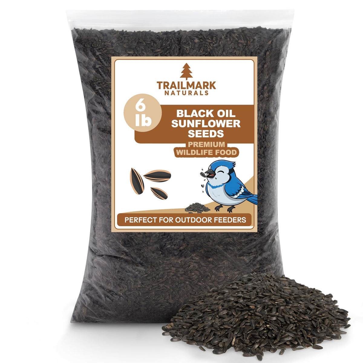 TRAILMARK NATURALS front bag showing product and weight for easy identification and storage
