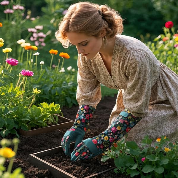 Trifabricy floral pattern lifestyle shot adding style while gardening