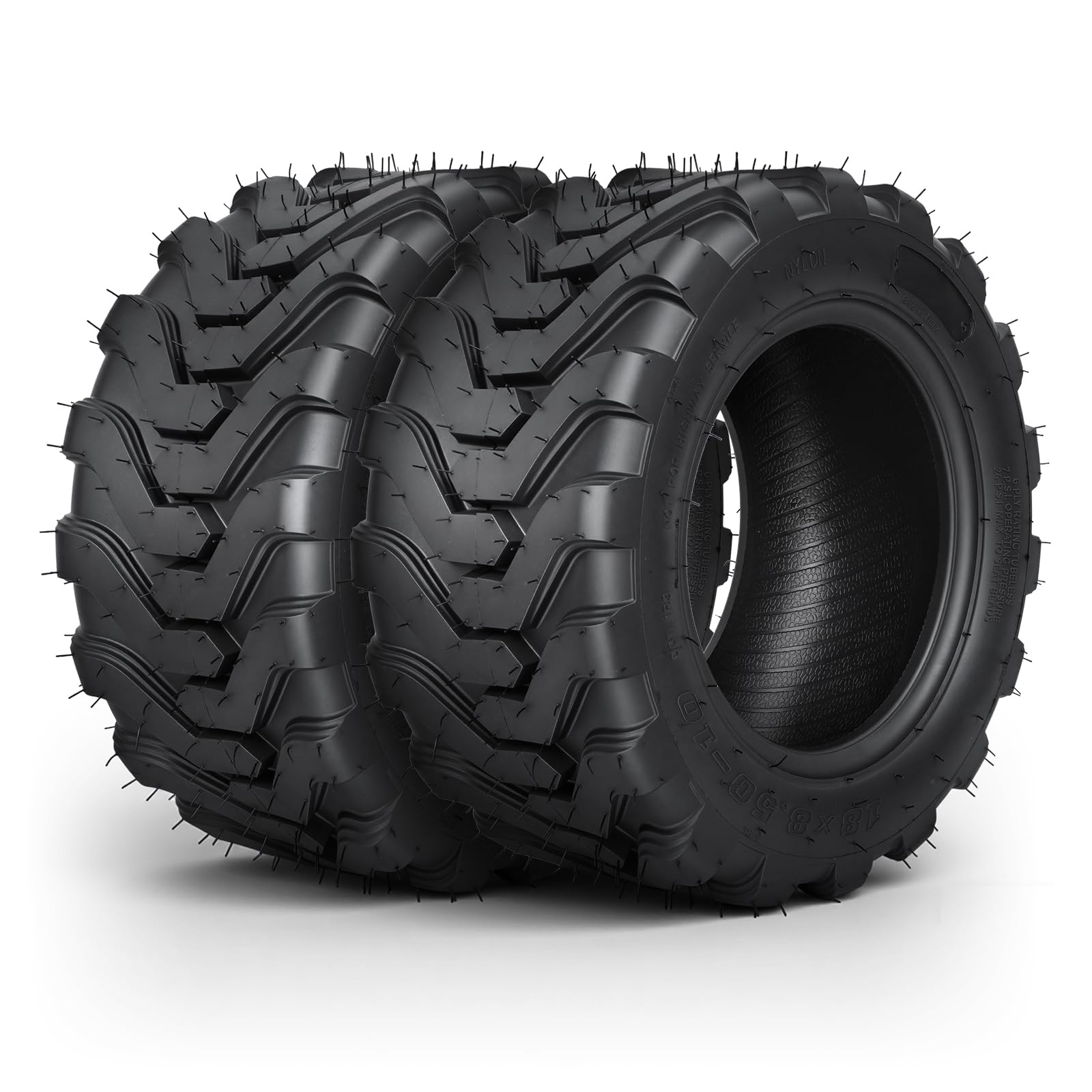 TRIPOWER front profile of 18x8.50-10 tire showing full tread and shape, durable support