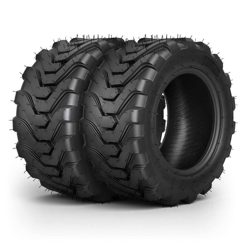TRIPOWER front profile of 18x8.50-10 tire showing full tread and shape, durable support