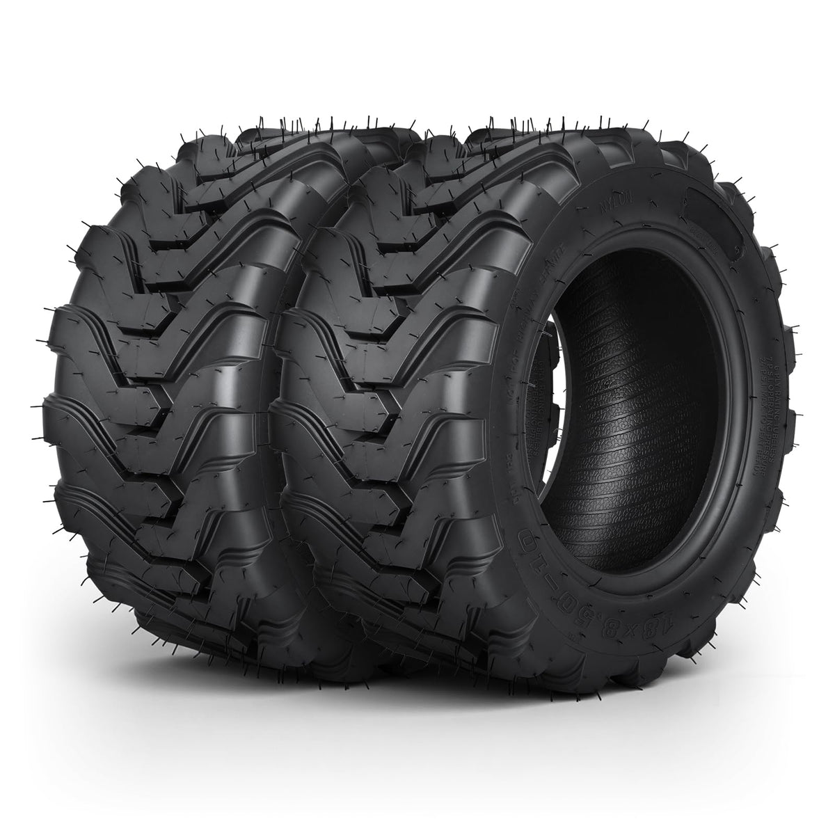 TRIPOWER front profile of 18x8.50-10 tire showing full tread and shape, durable support