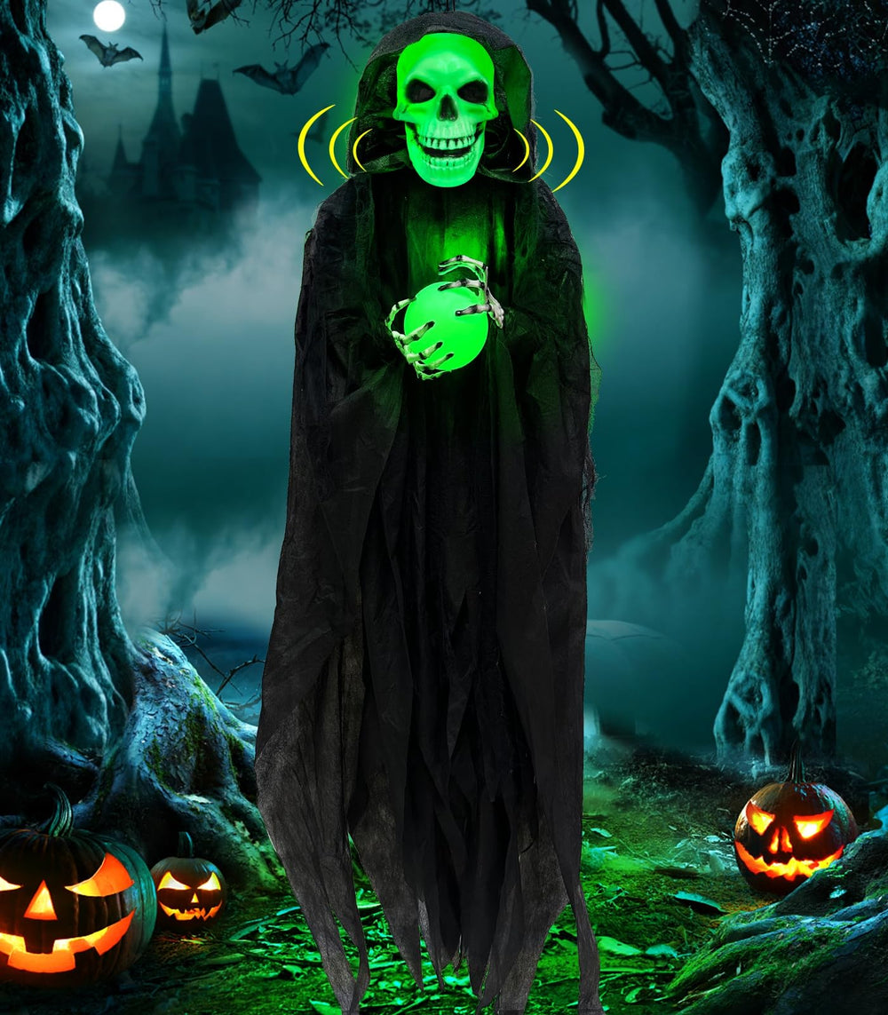 TURNMEON front view of 65 inch grim reaper, dramatic porch focal point
