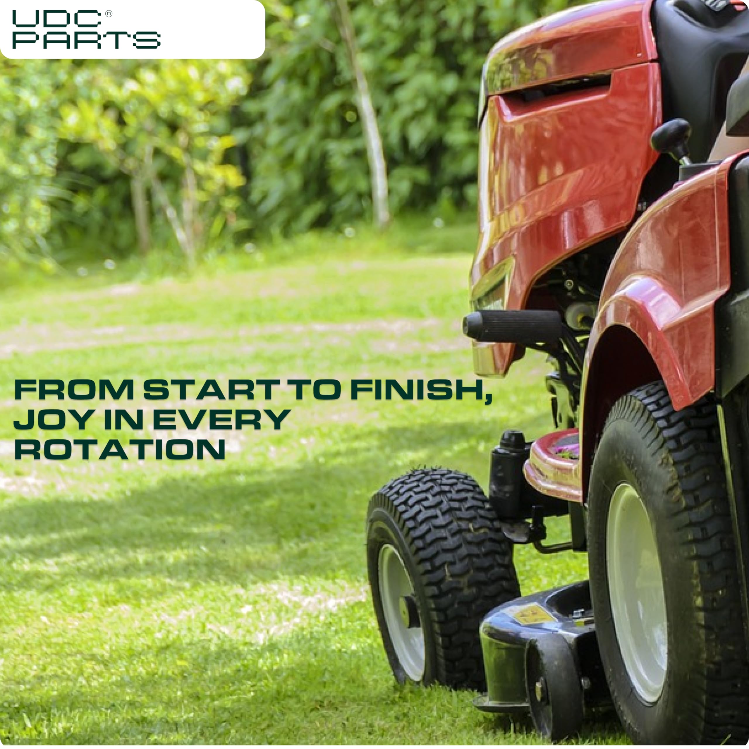 UDC Parts 131494 on lawn tractor in use illustrating reliable mower performance