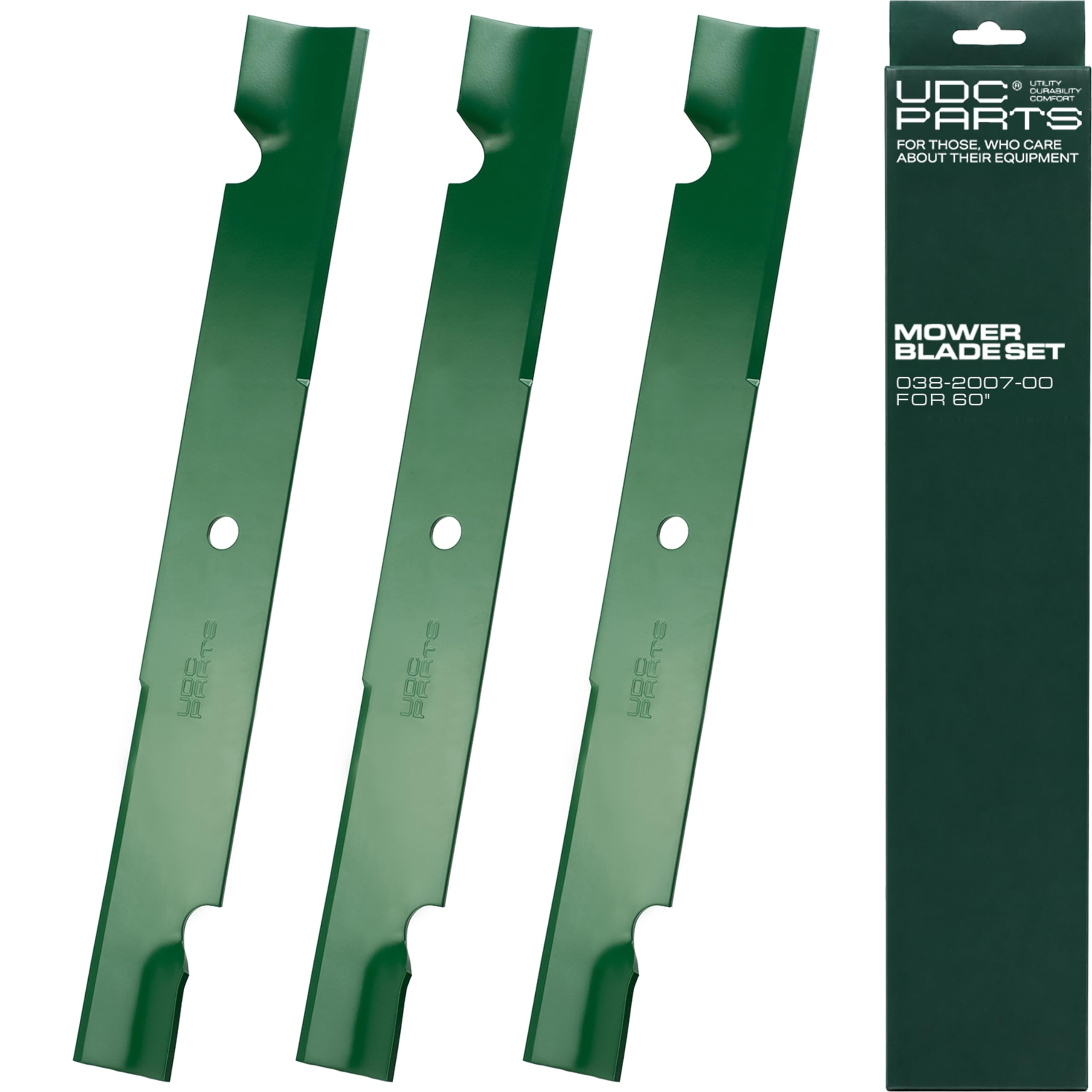 UDC Parts three-pack front packaging showing blades and labels for quick identification