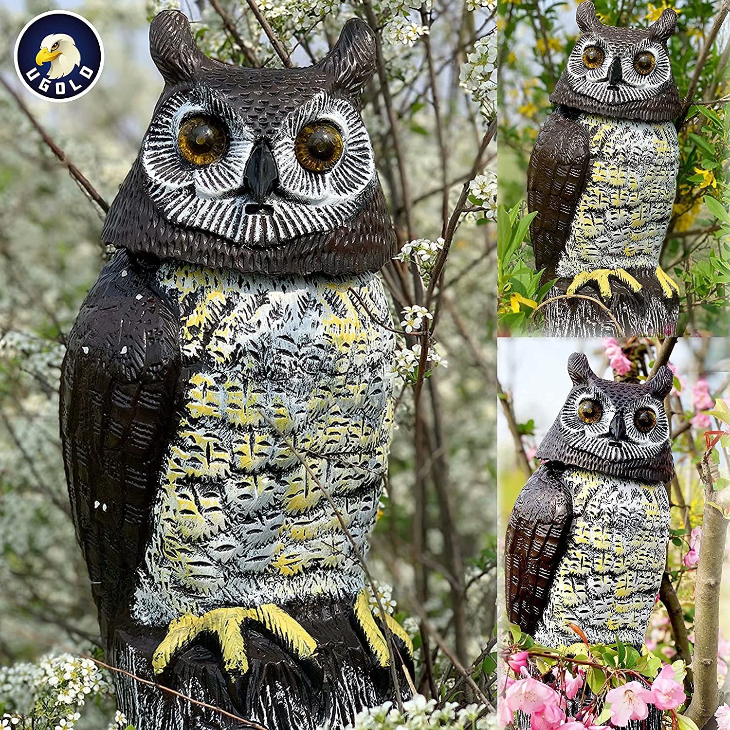 Ugold owl mounted on fence demonstrating size and placement