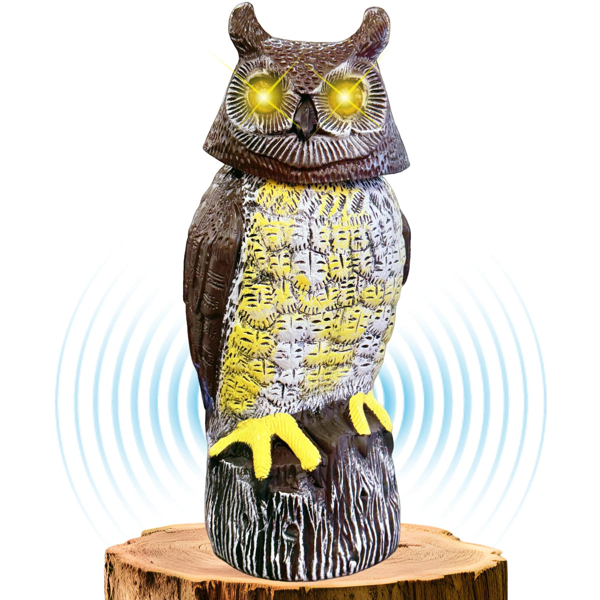 Ugold owl front view showing lifelike features and outdoor appeal