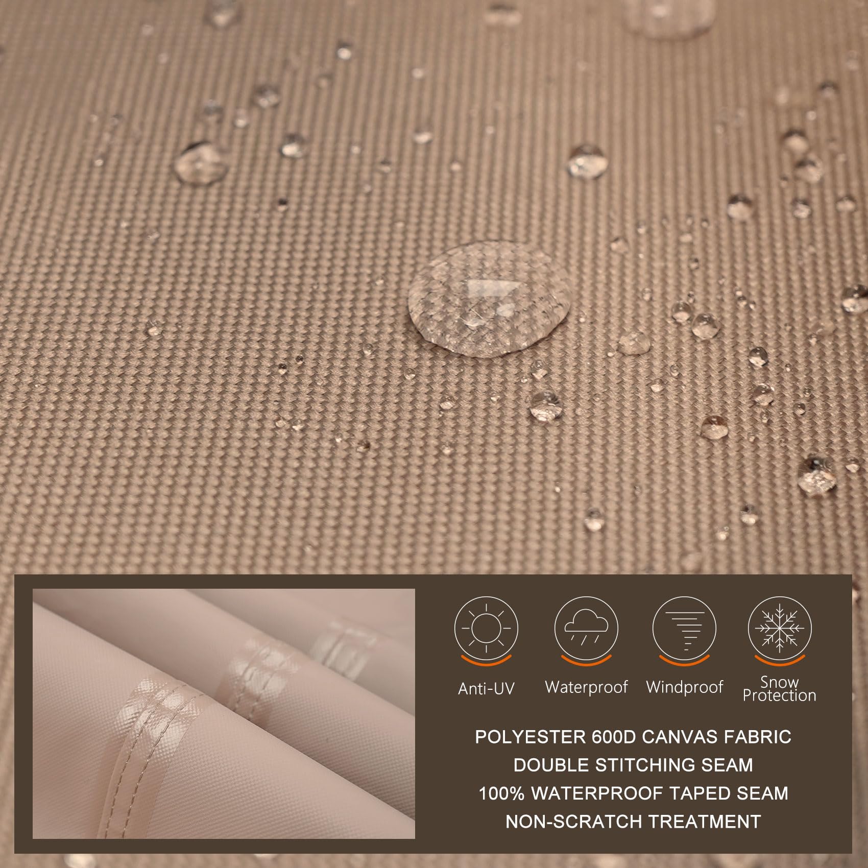 ULTCOVER cover in use on patio protecting umbrella and outdoor furniture
