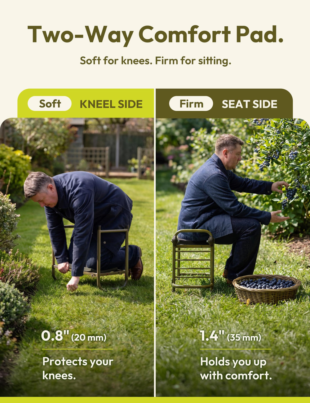 Uncle John in low seated position aiding focused potting tasks comfortably