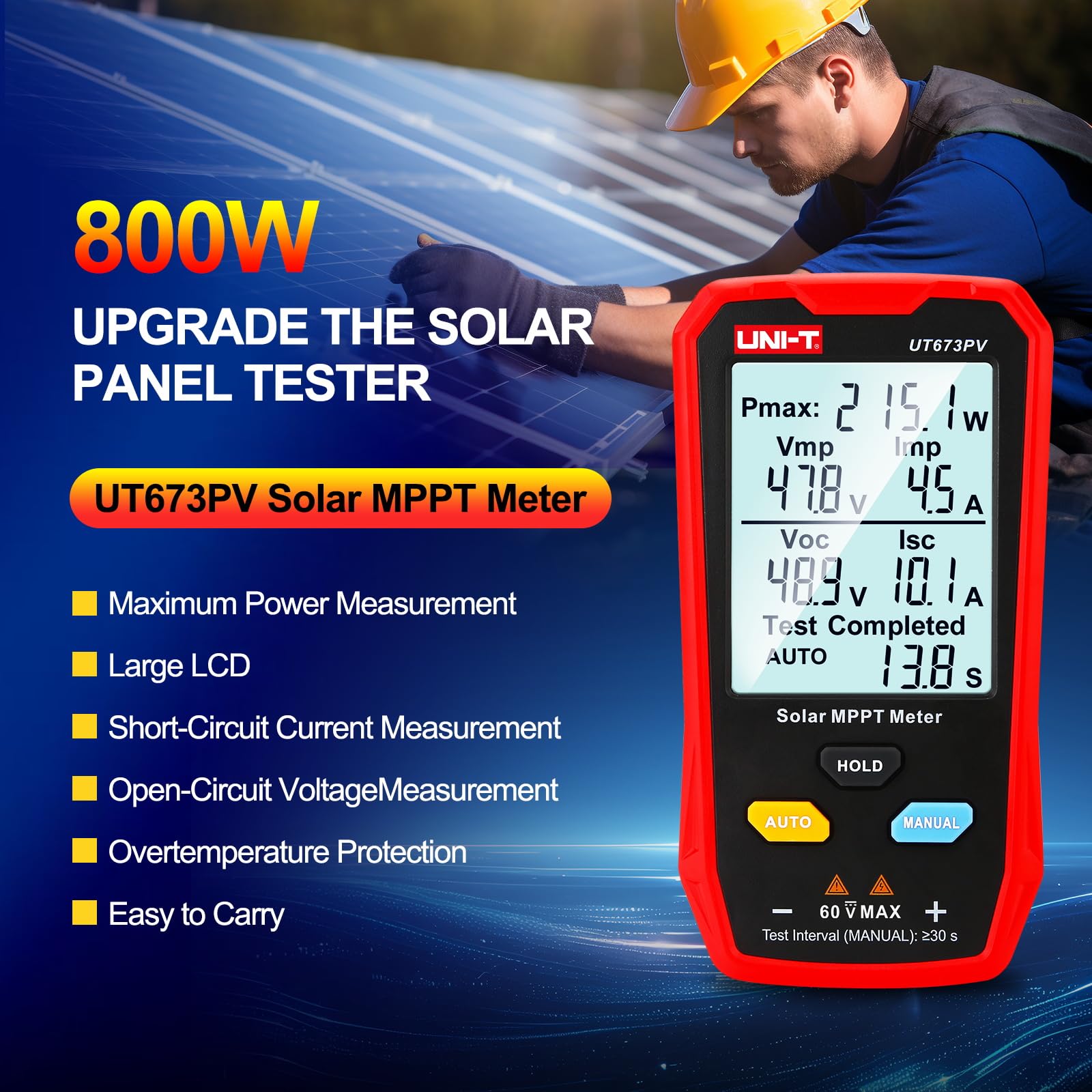 UNI-T UT673PV rear view with connection ports, durable field-ready build