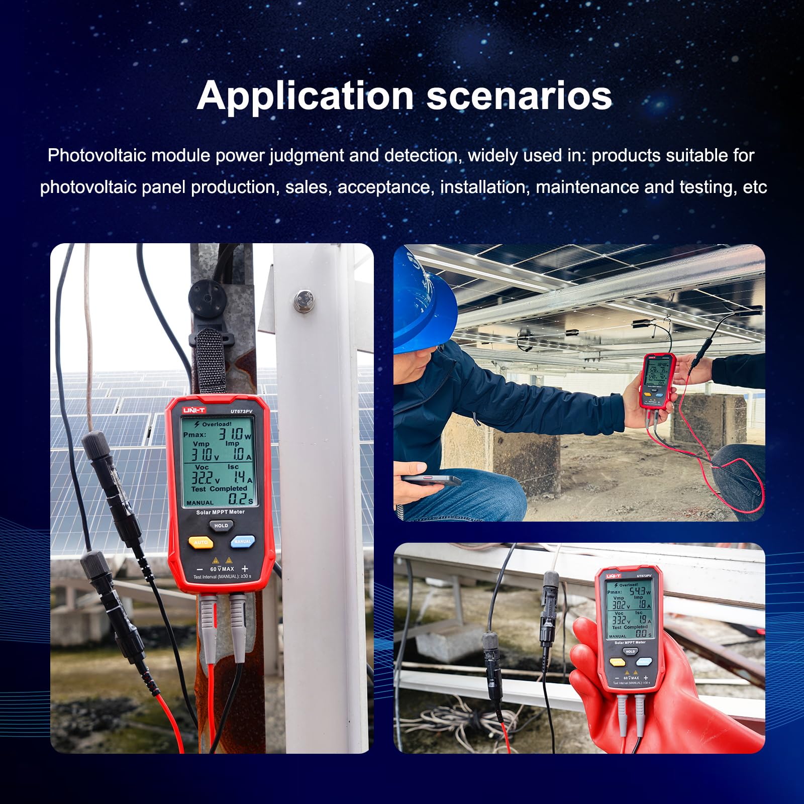 UNI-T UT673PV being used on rooftop panel, speeds on-site troubleshooting