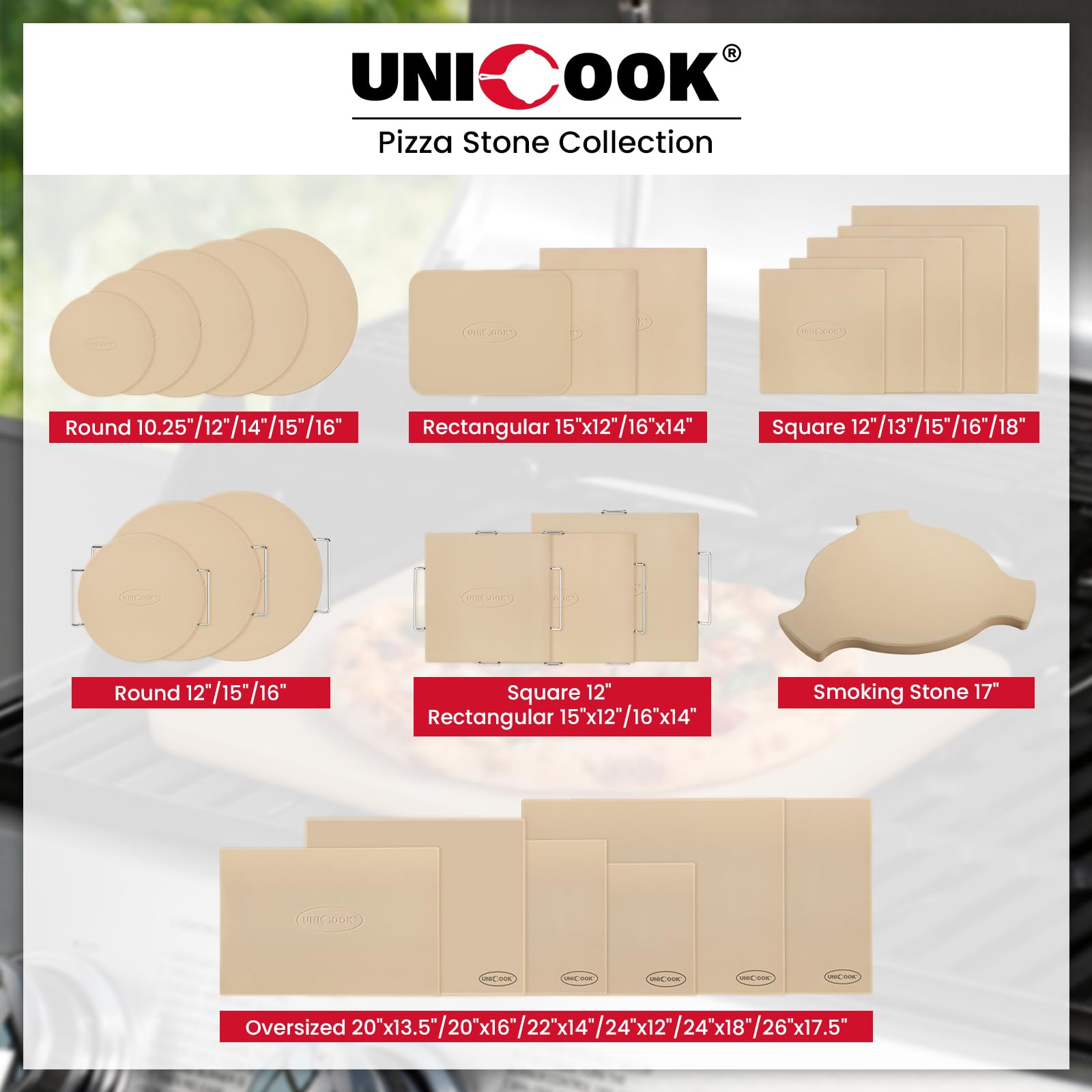 Unicook stone boxed packaging with label showing product compatibility info
