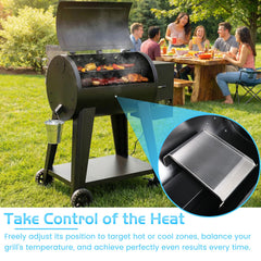 Unidanho heat baffle beside a ruler for scale, 13 by 11 inch dimensions ensure proper fit
