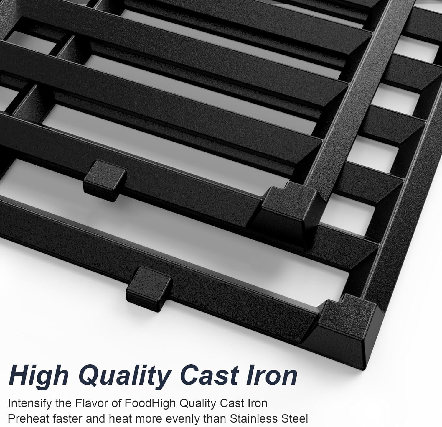 Uniflasy cast-iron surface texture and seasoning patina, improves nonstick over time