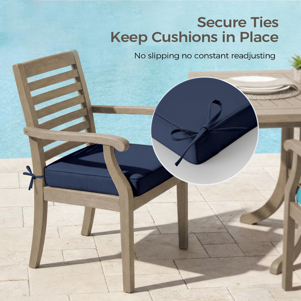 UNIKOME cushions installed on patio chairs illustrating improved outdoor seating