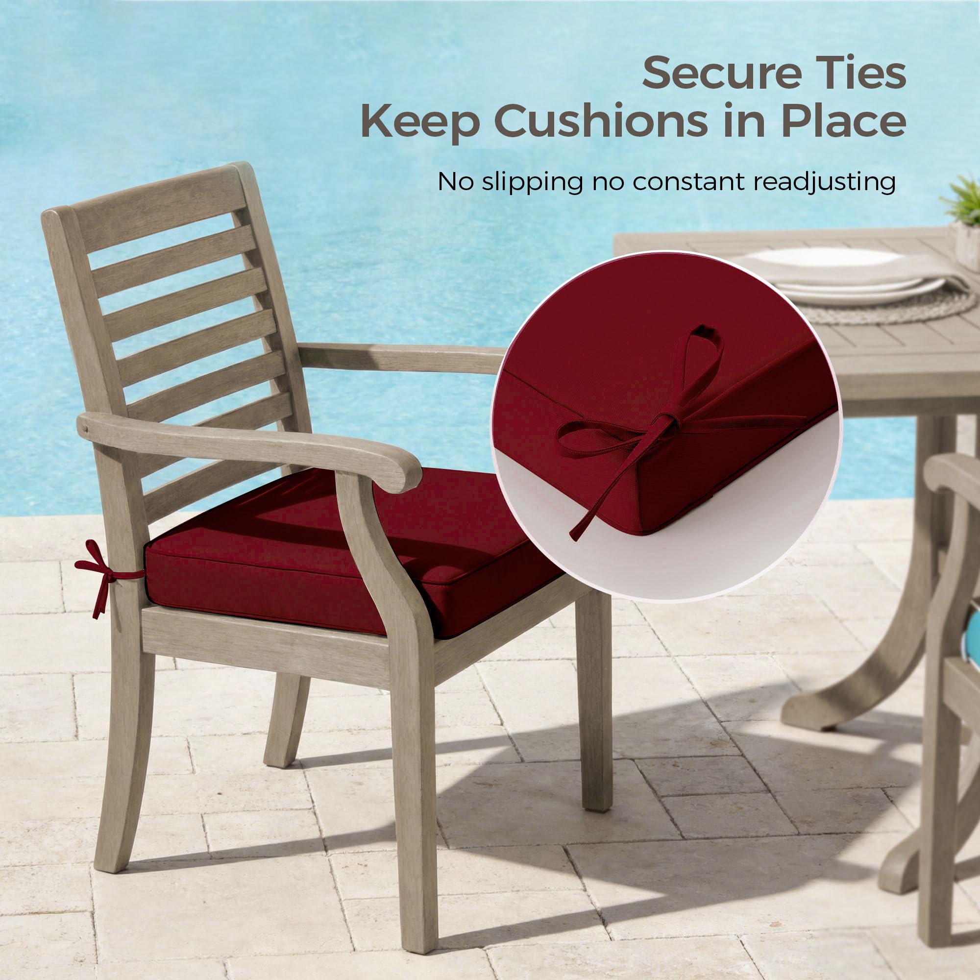 UNIKOME cushions on patio dining set illustrating enhanced outdoor comfort