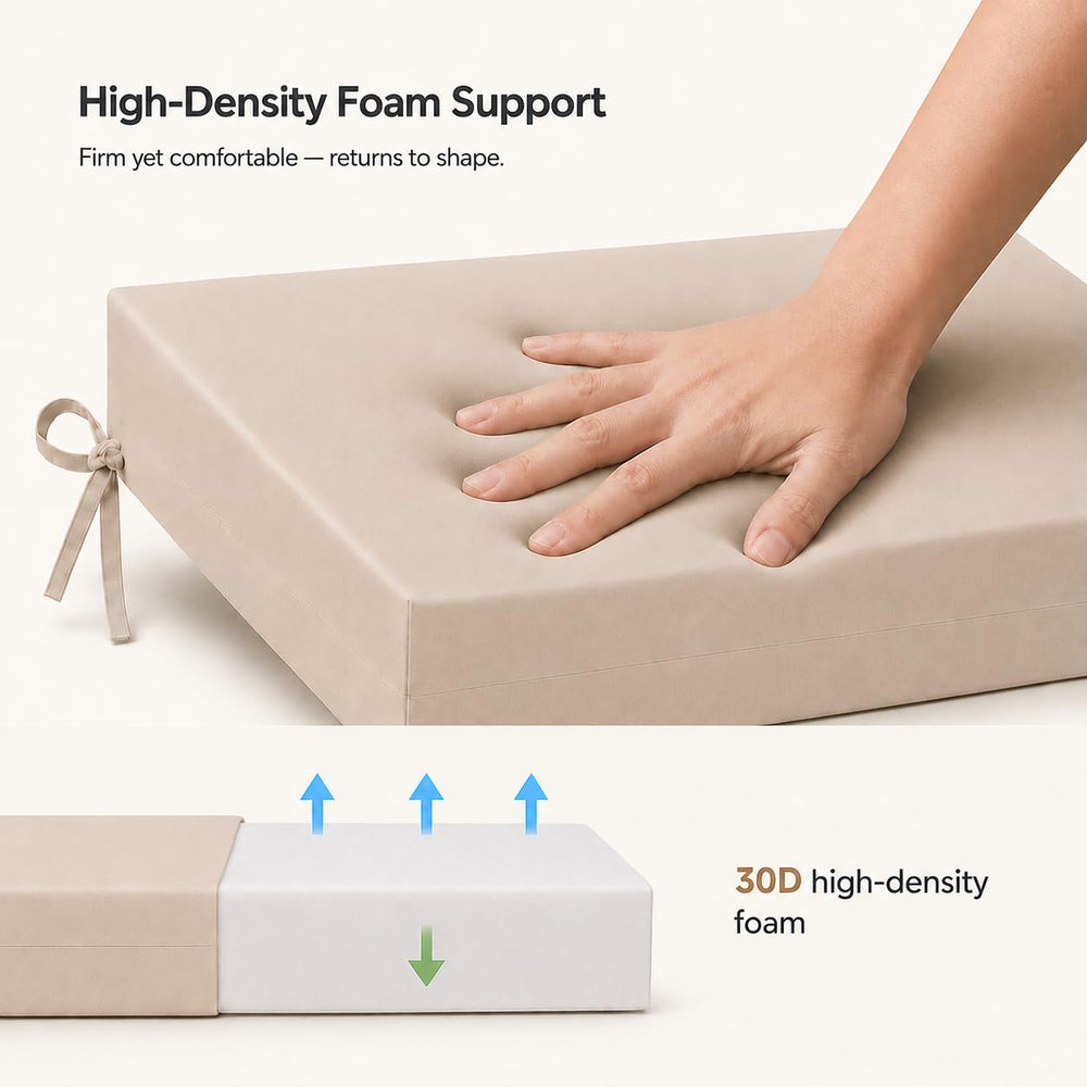 UNIKOME side profile of cushion showing 3-inch high-density sponge for firm support