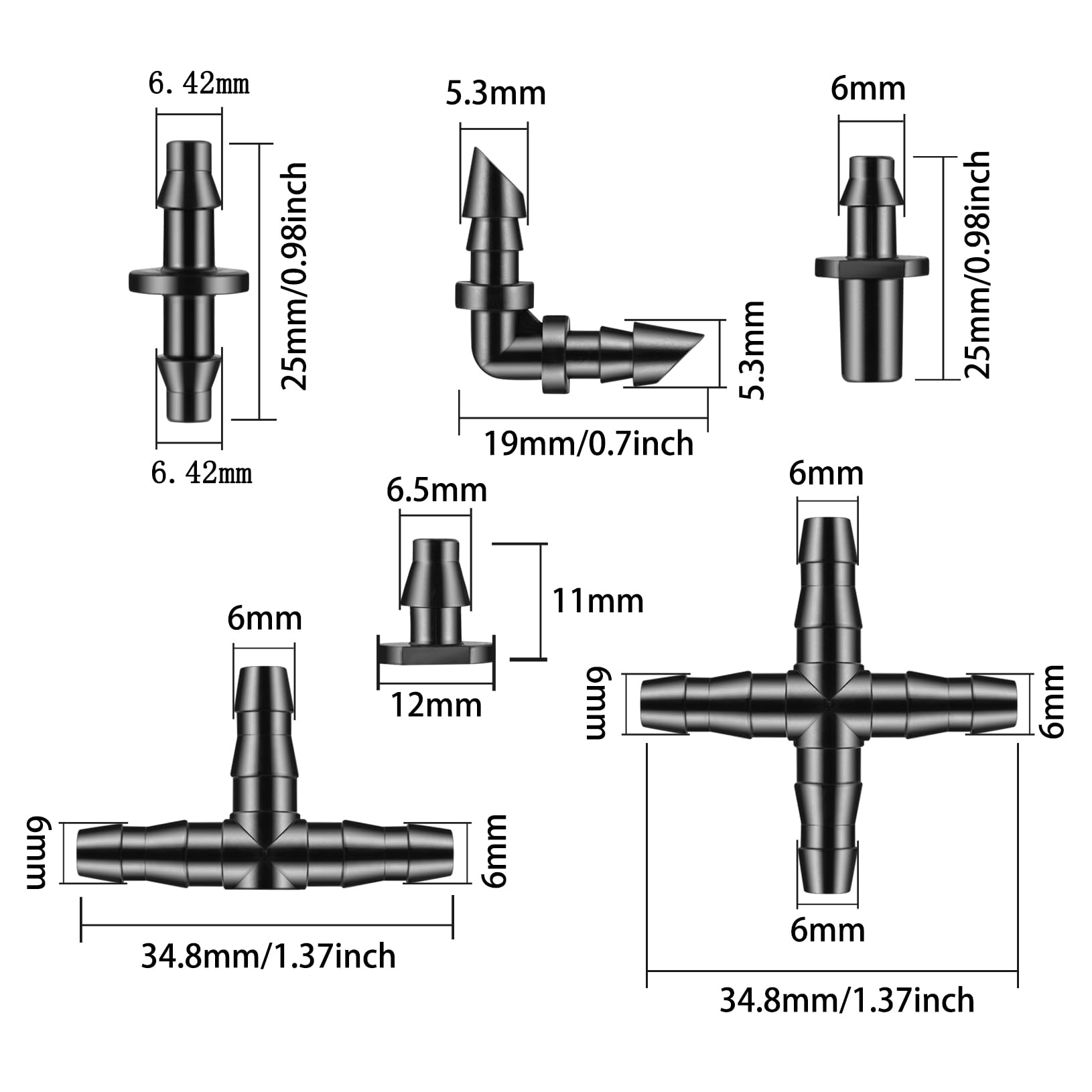 Unoutur straight barbs close-up showing durable ribs for secure tubing grip