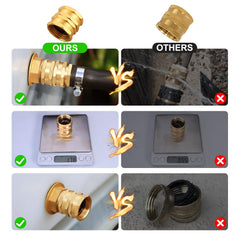 UNWAVER adapter attached to garden hose demonstrating leak-free connection and ease