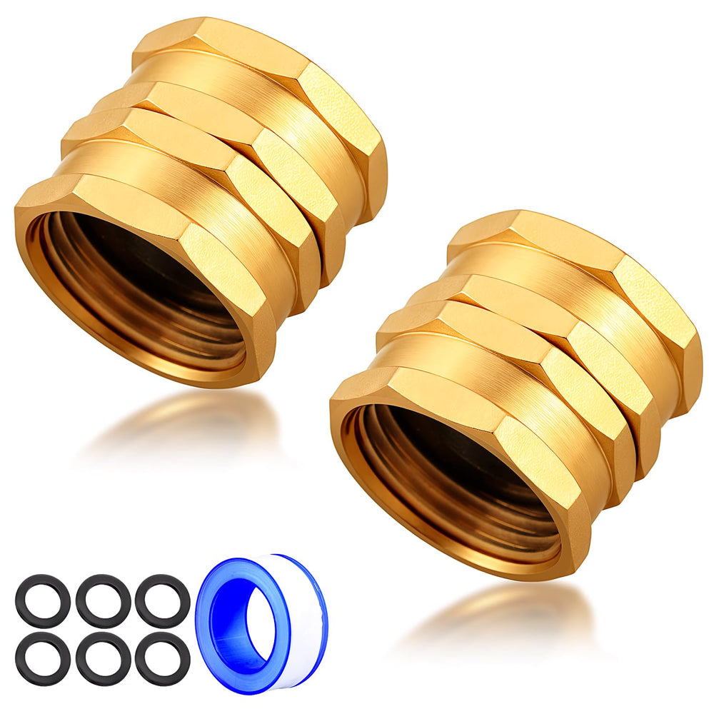 UNWAVER front view of brass female-to-female adapter showing durable finish and threads